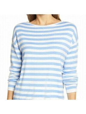 CASLON BNWT Sweater Blue White Striped Sz XSmall Rolled Boat Neck